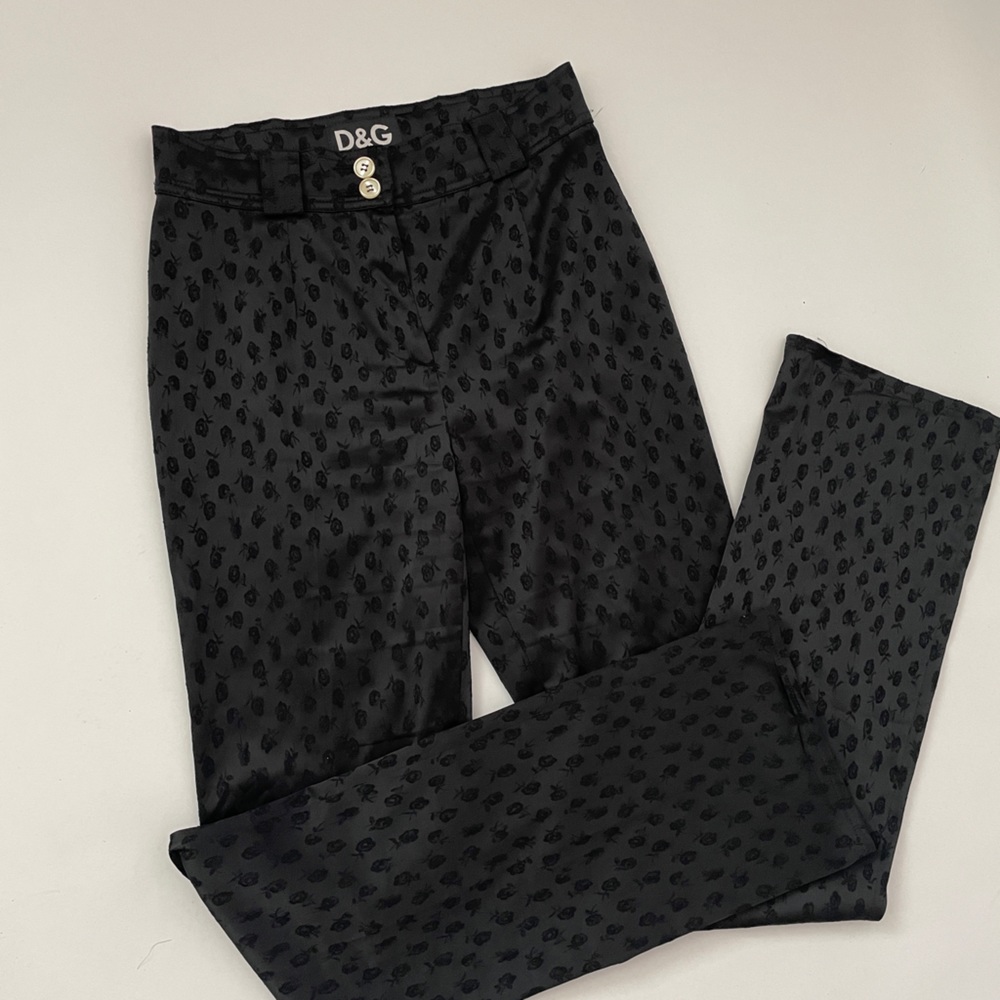 Vintage D&G Black Satin Straight Leg Pants